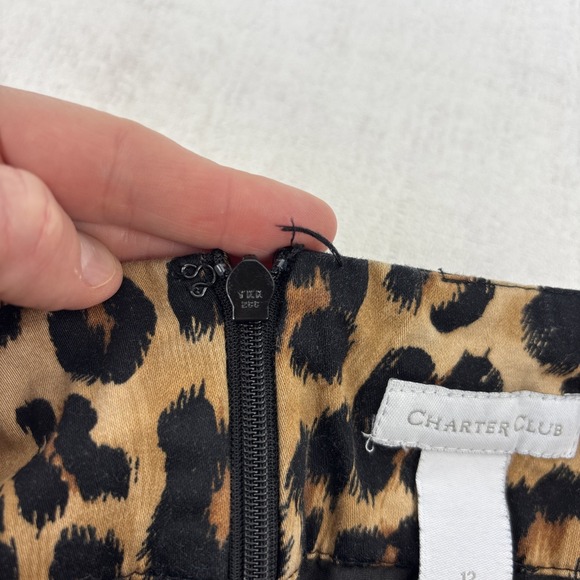Charter Club Womens Leopard Print Knee Length Pencil Skirt Size 12 Mobwife Y2K - Picture 7 of 9